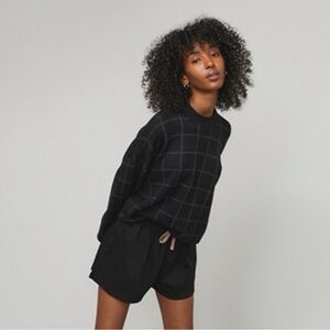 Lunya Cotton Cashmere Pullover Sweater Windowpane S oversized classic comfy cozy